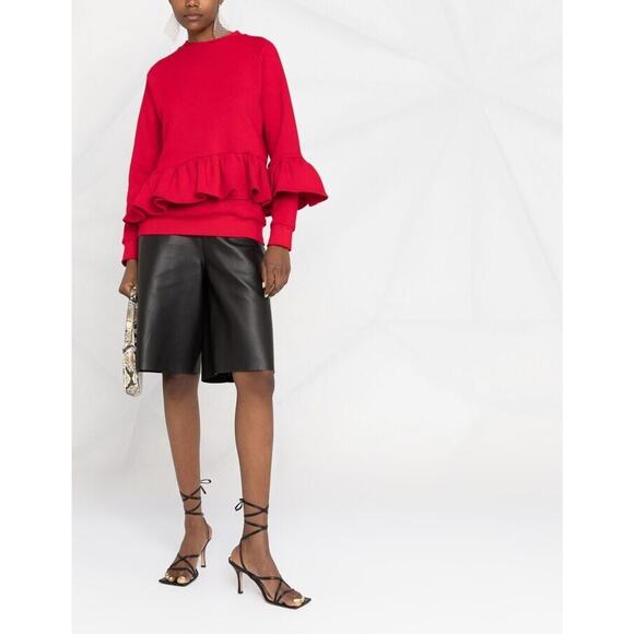 Ioana Ciolacu Ruffled Sweatshirt Pullover Long Sleeve Crew Neck Cotton Blend XL - Picture 3 of 11